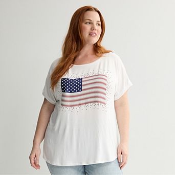 Plus Size Apt. 9® Americana Short Sleeve Embellished Top