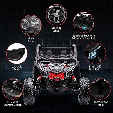 Can-Am 2-Seater 24V Kids UTV,4WD, 4x200W Motors & Parent Remote