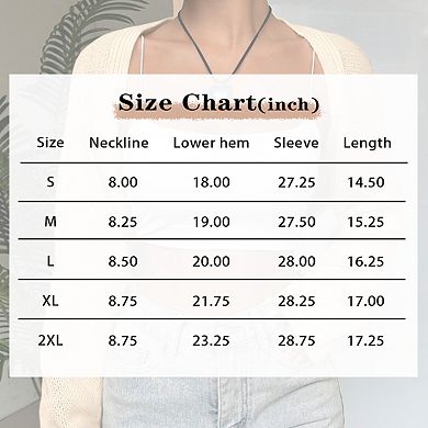 Women’s Bolero Shrug Sweaters, Knitted Open Front Long Sleeve Cropped Tops, Solid Casual Cardigans