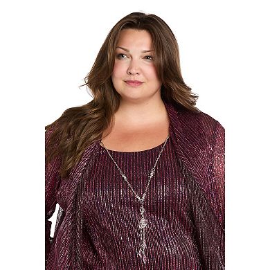 Plus Size R&M Richards 3-Pc. Sequin Duster, Top & Pants Set