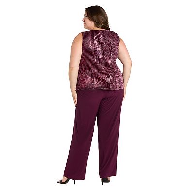 Plus Size R&M Richards 3-Pc. Sequin Duster, Top & Pants Set