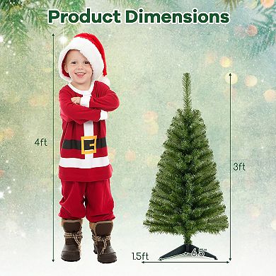 Gymax 3ft Unlit Artificial Christmas Halloween Mini Tree Black w/Plastic Stand