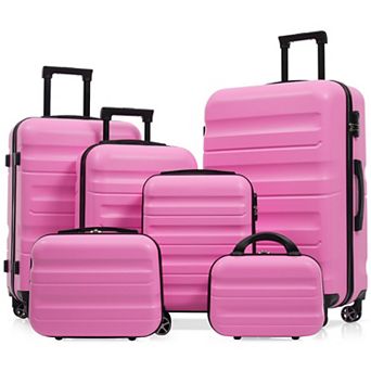 6 pc Carry-On Hardside Luggage Set with Dual Spinner Wheels