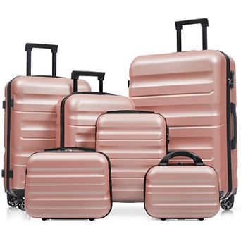 6 pc Carry-On Hardside Luggage Set with Dual Spinner Wheels