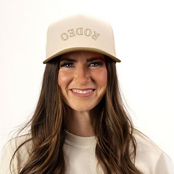 3D Puff Embroidered Rodeo Upside Down Arch - Women's Canvas Trucker Hat