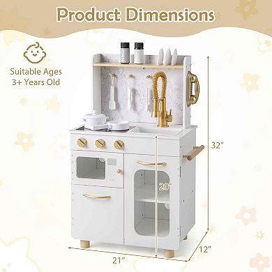Gymax Kids Kitchen Set Pretend Play Kitchen w/ Stoves & Faucet & Sink & Telephone