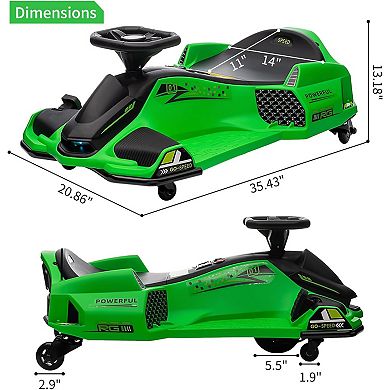 24V Electric Drift Kart for Kids, 180W Brushless Motor, 7.5 MPH Ride-On Toy for Ages 8-14