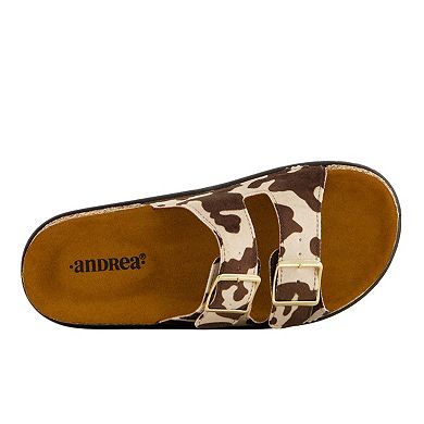 Andrea Women's Cowhide Print Footbed Sandals 36880