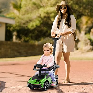 Gymax 3-in-1 Licensed Lamborghini Ride on Push Car Stroller Sliding Car w/ Sound Green