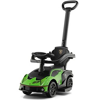 Gymax 3-in-1 Licensed Lamborghini Ride on Push Car Stroller Sliding Car w/ Sound Green