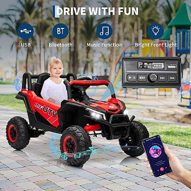 12V Kids 4WD/2WD Ride-On UTV Truck with Remote Control, Bluetooth & LED Lights