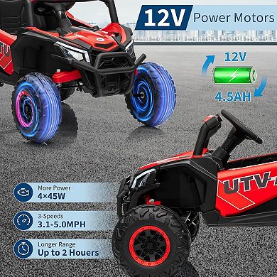 12V Kids 4WD/2WD Ride-On UTV Truck with Remote Control, Bluetooth & LED Lights
