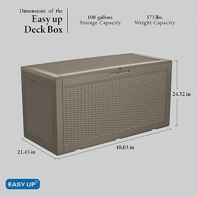 100 Gal. Wicker Resin Outdoor Patio Storage Deck Box