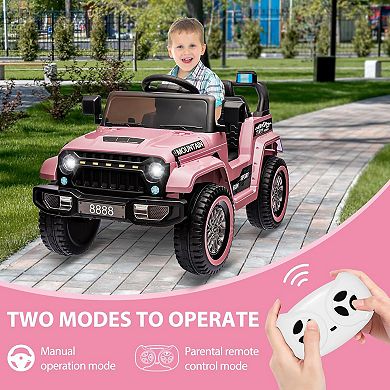 12V Kids Electric Ride-On Truck w/ Remote Control, LED Lights, Music & Horn