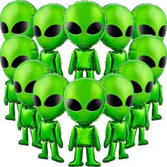 12 pc Alien 31.5 Inch Jumbo Green Inflatable Balloons for Halloween Christmas and Party Decor