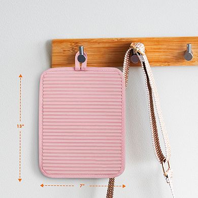 Cheer Collection Ribbed Soft Silicone Pot Holder 2 Pack Set with Cotton Lining and Hanging Loop