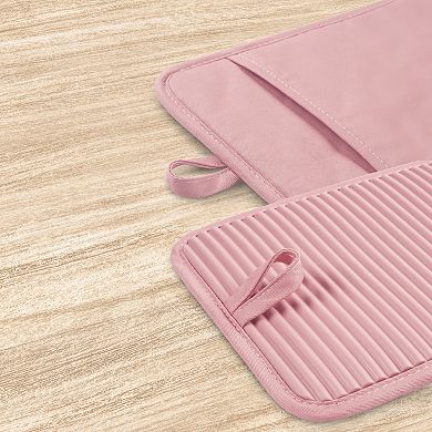 Cheer Collection Ribbed Soft Silicone Pot Holder 2 Pack Set with Cotton Lining and Hanging Loop