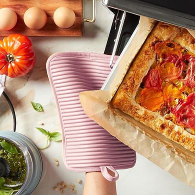 Cheer Collection Ribbed Soft Silicone Pot Holder 2 Pack Set with Cotton Lining and Hanging Loop