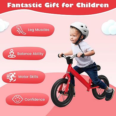 12 Inch Toddler Balance Bike with Adjustable Handlebar and Seat