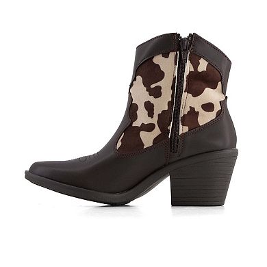 Andrea Women's Western Cow pattern Booties 90785