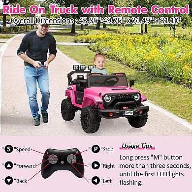 24V 2-Seater Kids Ride-On Truck,Remote Control, 3 Speeds & LED Lights