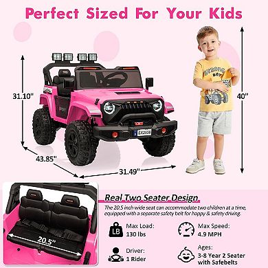 24V 2-Seater Kids Ride-On Truck,Remote Control, 3 Speeds & LED Lights