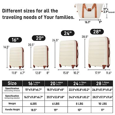 Spinner Luggage Sets of 4 + 9 Storage Bags with TSA Lock
