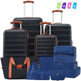 Spinner Luggage Sets of 4 + 9 Storage Bags with TSA Lock