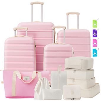 Spinner Luggage Sets of 4 + 9 Storage Bags with TSA Lock