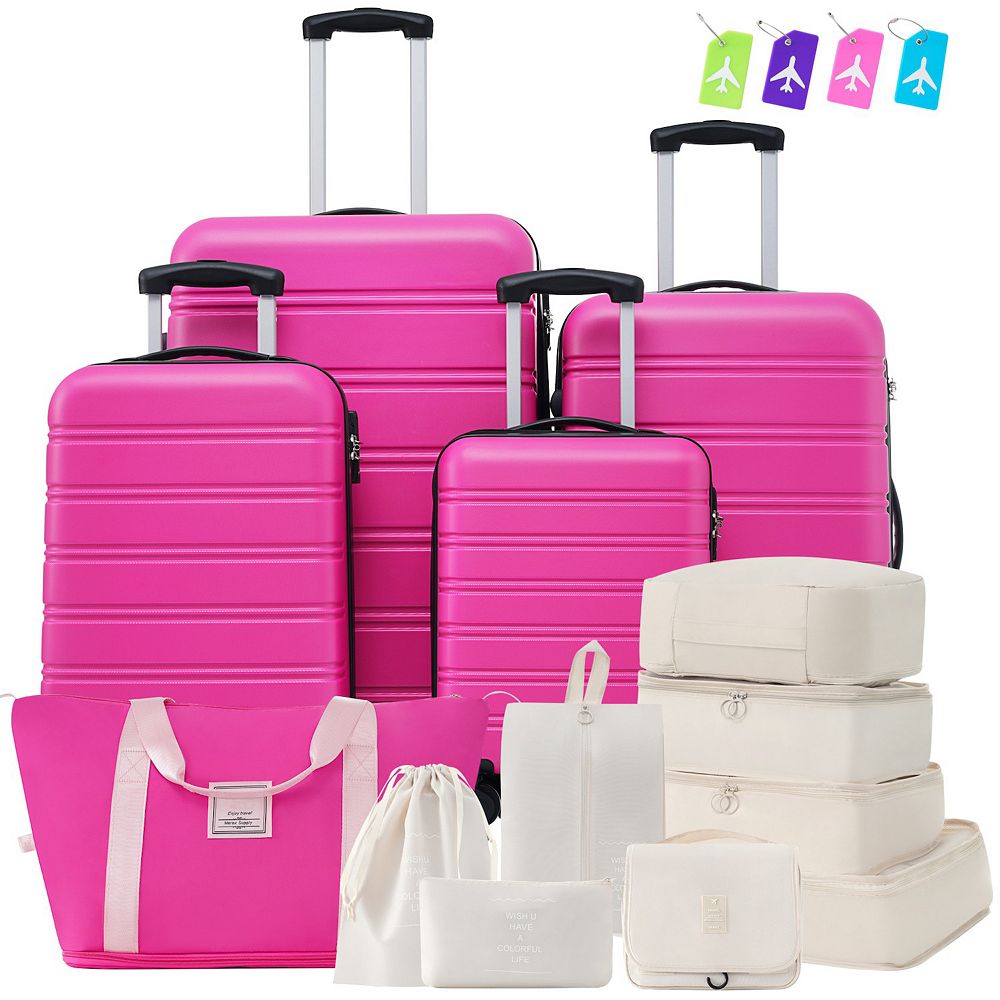 Spinner Luggage Sets of 4 + 9 Storage Bags with TSA Lock