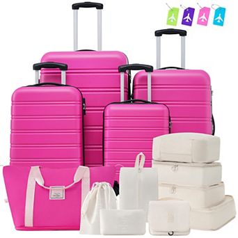 Spinner Luggage Sets of 4 + 9 Storage Bags with TSA Lock