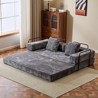Whisen Chenille Convertible Folding Design Sectional Compression Sofa Floor Futon Couch