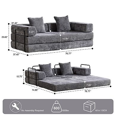 Whisen Chenille Convertible Folding Design Sectional Compression Sofa Floor Futon Couch