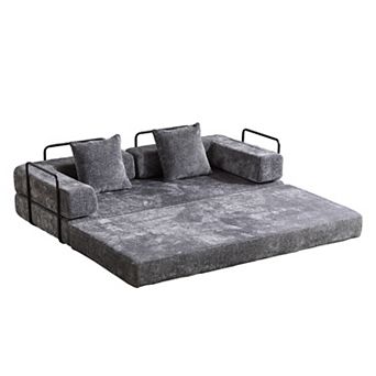 Whisen Chenille Convertible Folding Design Sectional Compression Sofa Floor Futon Couch