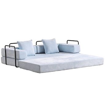Whisen Chenille Convertible Folding Design Sectional Compression Sofa Floor Futon Couch