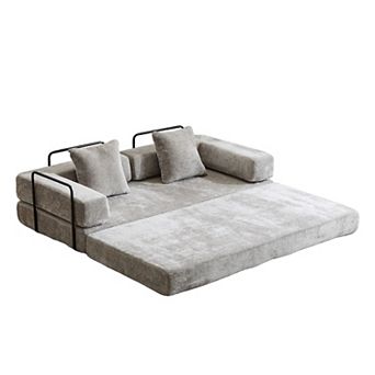 Whisen Chenille Convertible Folding Design Sectional Compression Sofa Floor Futon Couch