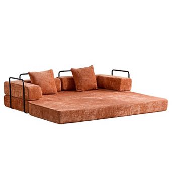 Whisen Chenille Convertible Folding Design Sectional Compression Sofa Floor Futon Couch