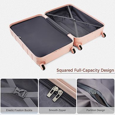 Carry On Luggage Sets of 4 ABS Suitcase with Travel Bag