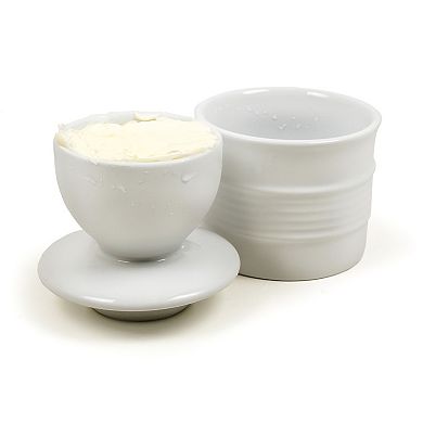 RSVP International Stoneware Butter Pot - White