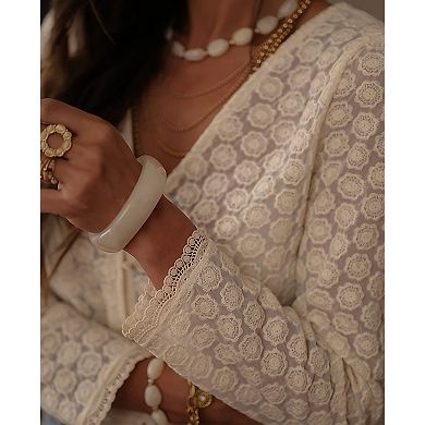 Women's Fall Lace Cardigan Shirt Button Front V Neck Floral Long Sleeve Casual Elegant Everyday Top