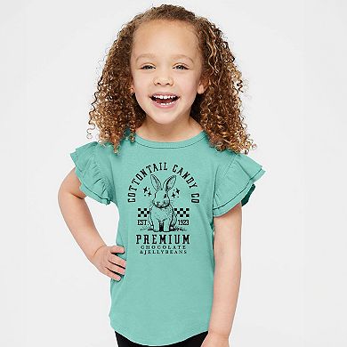 The Juniper Shop Cottontail Candy Premium Chocolate Flutter Sleeve Tee