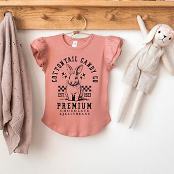 The Juniper Shop Cottontail Candy Premium Chocolate Flutter Sleeve Tee