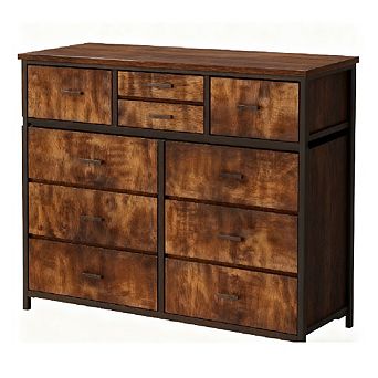 TV Stand Dresser with 10 Fabric Drawers, Entertainment Center for 50" TVs