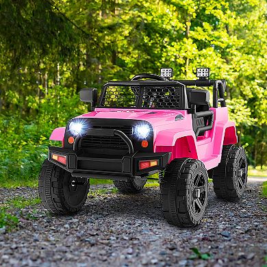Gymax 12V Kids Ride On Truck Car Electric Vehicle Remote w/ Music & Light Pink