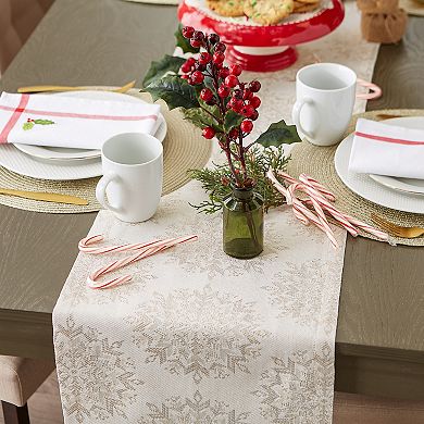 DII Christmas Jacquard Snowflakes Table Runner