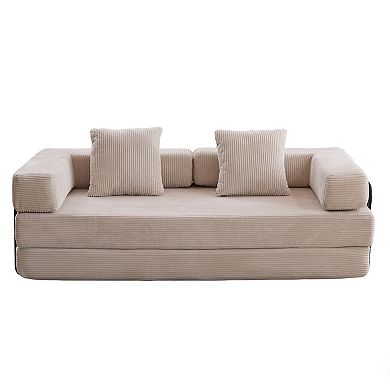 Whisen Corduroy Convertible Folding Design Sectional Compression Sofa Floor Futon Couch