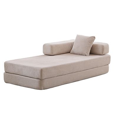 Whisen Corduroy Convertible Folding Design Sectional Compression Sofa Floor Futon Couch