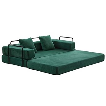 Whisen Corduroy Convertible Folding Design Sectional Compression Sofa Floor Futon Couch