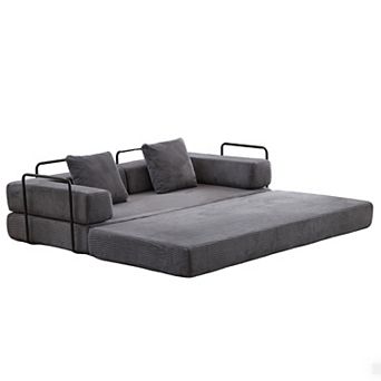 Whisen Corduroy Convertible Folding Design Sectional Compression Sofa Floor Futon Couch
