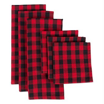 DII Tango Red Logger Check Dishtowel & Dishcloth Set/6